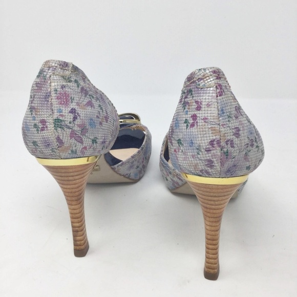 Jorge Bischoff Open Toe Blue Heel Pumps Sz Euro 34 - Picture 4 of 8